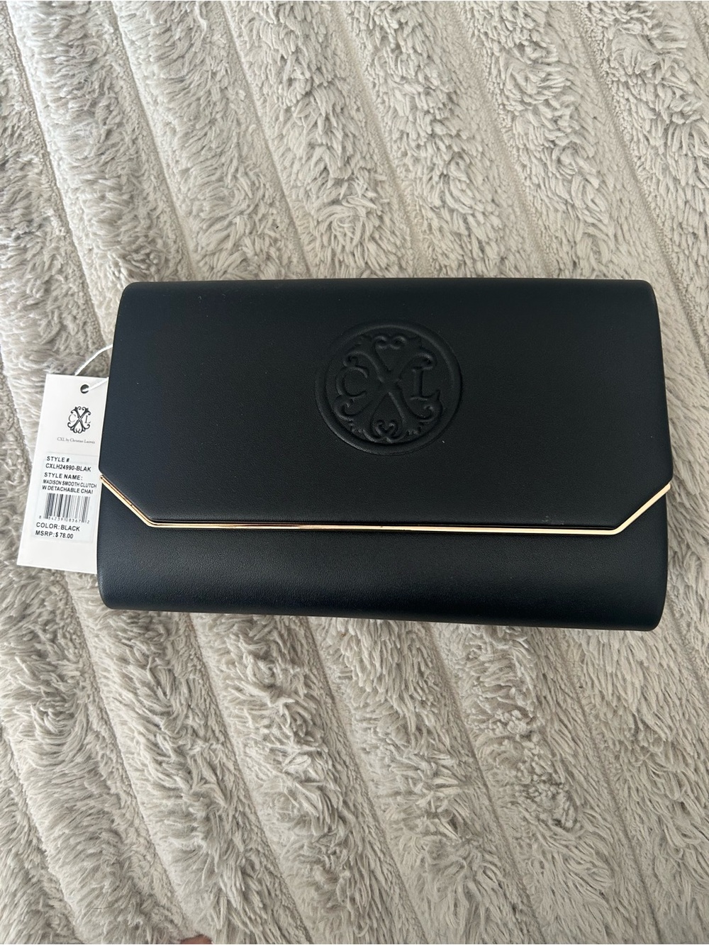 NWT CXL by Christian Lacroix Madison Smooth Clutch w/ Detachable Chain Bag